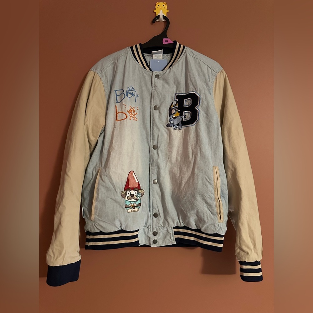 Bluey Heeler Family Icons Denim Varsity Jacket - BoxLunch Exclusive